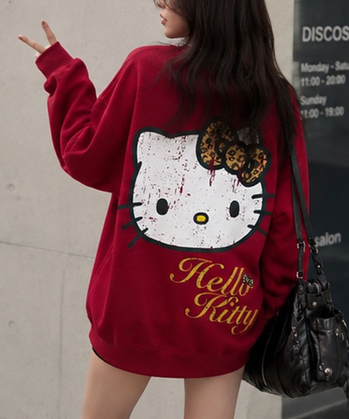 GLAMOROUS JANE(グラマラスジェーン)の「HELLO KITTYプリントオーバーサイズトレーナー(スウェット・レディース・ブラック/レッド/杢グレー・FREE)」の14枚目の写真
