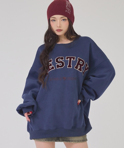 ANAP（アナップ）の「ＷＥＳＴＲＹロゴＢＩＧプルオーバー（Tシャツ/カットソー・レディース・グレー/ネイビー/アイボリー/ピンク・F）」の8枚目の写真