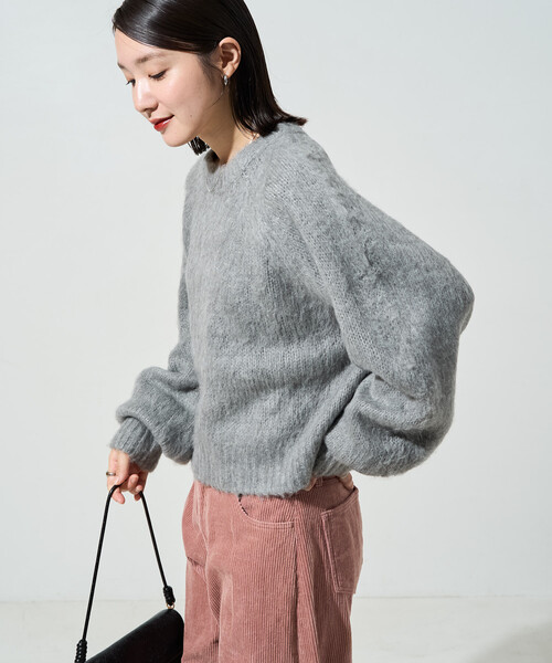 FREAK'S STORE（フリークスストア）の「限定展開　カラー シャギー ニット ショート プルオーバー（ニット/セーター・レディース・ナチュラル/ライトピンク/ブラウン/イエロー/グレー/サックスブルー/ブラック・ﾌﾘ-）」の3枚目の写真