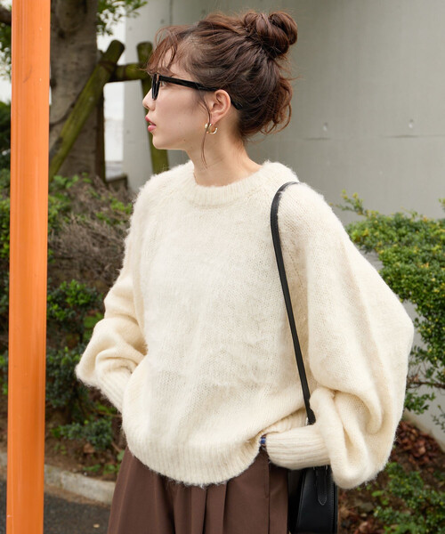 FREAK'S STORE（フリークスストア）の「限定展開　カラー シャギー ニット ショート プルオーバー（ニット/セーター・レディース・ナチュラル/ライトピンク/ブラウン/イエロー/グレー/サックスブルー/ブラック・ﾌﾘ-）」の15枚目の写真