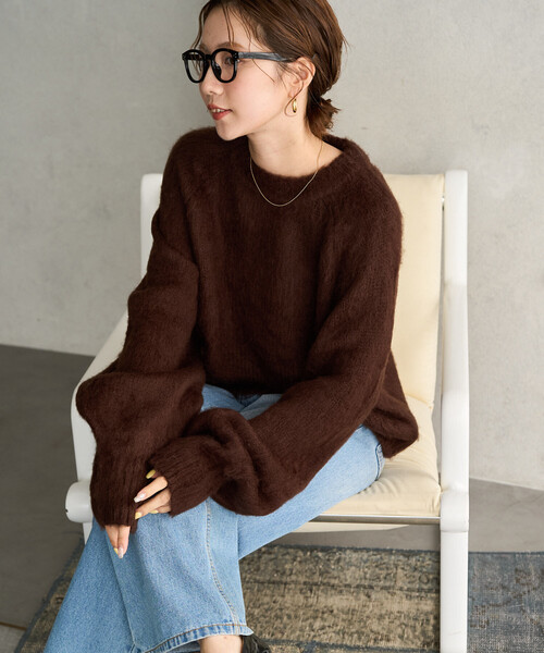 FREAK'S STORE（フリークスストア）の「限定展開　カラー シャギー ニット ショート プルオーバー（ニット/セーター・レディース・ナチュラル/ライトピンク/ブラウン/イエロー/グレー/サックスブルー/ブラック・ﾌﾘ-）」の22枚目の写真