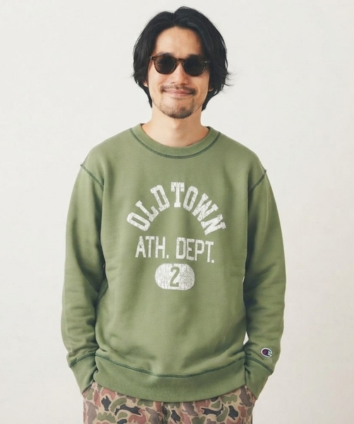 and D. petit main(アンドディープティマイン)の「【Champion】【DAD】クルーネックスウェット(スウェット・レディース・トップグレー/グリーン・L/M)」の1枚目の写真