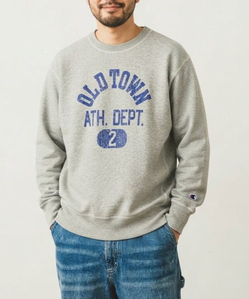 and D. petit main(アンドディープティマイン)の「【Champion】【DAD】クルーネックスウェット(スウェット・レディース・トップグレー/グリーン・L/M)」の2枚目の写真