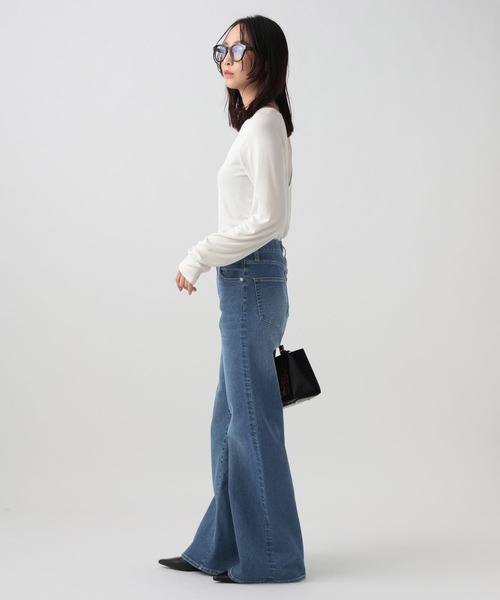 BAYFLOW（ベイフロー）の「[ストレッチ入りで動きやすい]ハイテンションフレアデニム（デニムパンツ・レディース・ネイビー/インディゴブルー・MEDIUM/SMALL）」の7枚目の写真