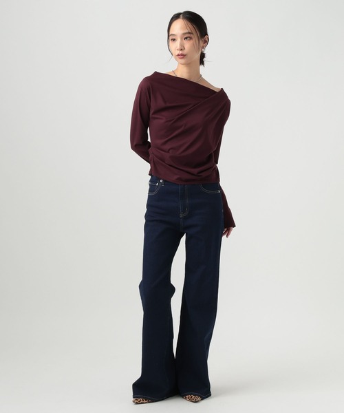 BAYFLOW（ベイフロー）の「[ストレッチ入りで動きやすい]ハイテンションフレアデニム（デニムパンツ・レディース・ネイビー/インディゴブルー・MEDIUM/SMALL）」の12枚目の写真