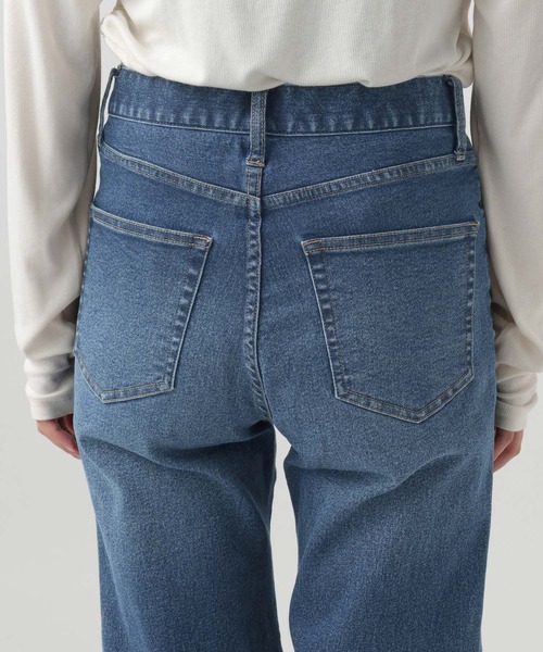 BAYFLOW（ベイフロー）の「[ストレッチ入りで動きやすい]ハイテンションフレアデニム（デニムパンツ・レディース・ネイビー/インディゴブルー・MEDIUM/SMALL）」の21枚目の写真