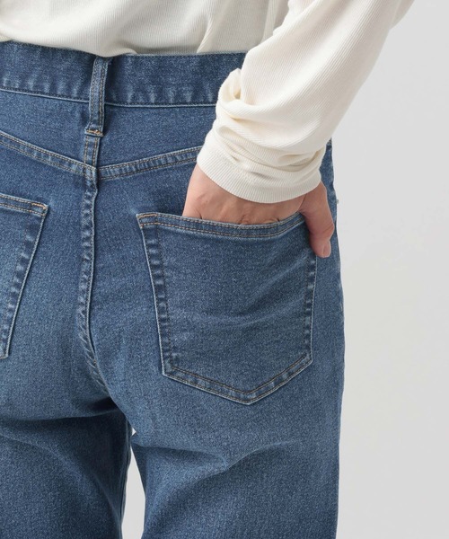 BAYFLOW（ベイフロー）の「[ストレッチ入りで動きやすい]ハイテンションフレアデニム（デニムパンツ・レディース・ネイビー/インディゴブルー・MEDIUM/SMALL）」の22枚目の写真