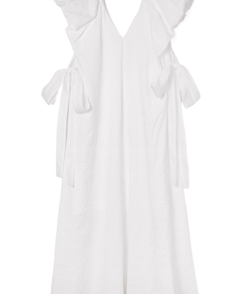 SIDE RIBBON VNECK DRESS / サイドリボンVネックドレス（ワンピース