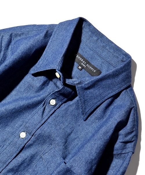 SHIPS JET BLUE（シップスジェットブルー）の「SHIPS GENERAL SUPPLY: ライトデニム 7スリーブ ベーシックシャツ■（シャツ/ブラウス・メンズ・インディゴブルー/ライトインディゴブルー・SMALL/LARGE/MEDIUM/X-LARGE）」の13枚目の写真
