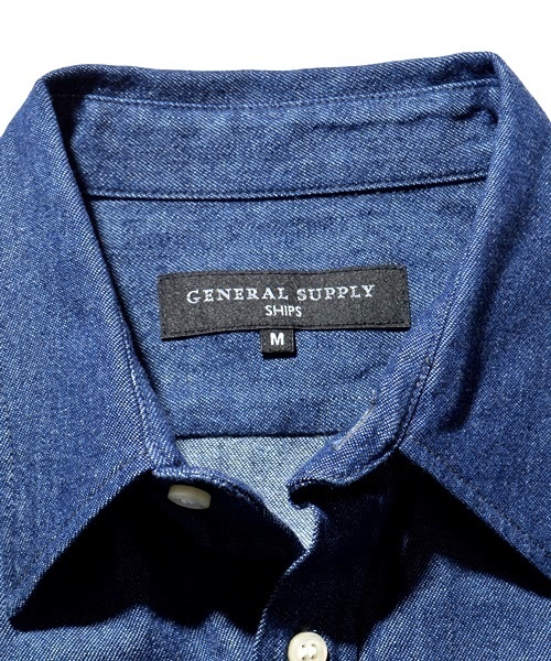 SHIPS JET BLUE（シップスジェットブルー）の「SHIPS GENERAL SUPPLY: ライトデニム 7スリーブ ベーシックシャツ■（シャツ/ブラウス・メンズ・インディゴブルー/ライトインディゴブルー・SMALL/LARGE/MEDIUM/X-LARGE）」の14枚目の写真