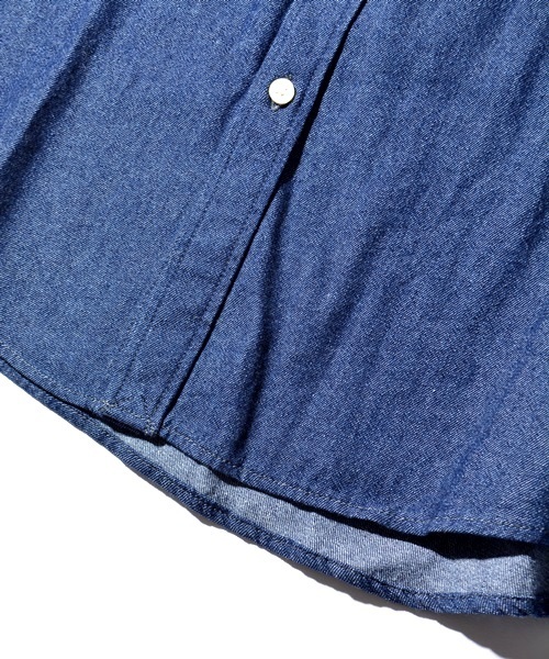 SHIPS JET BLUE（シップスジェットブルー）の「SHIPS GENERAL SUPPLY: ライトデニム 7スリーブ ベーシックシャツ■（シャツ/ブラウス・メンズ・インディゴブルー/ライトインディゴブルー・SMALL/LARGE/MEDIUM/X-LARGE）」の7枚目の写真