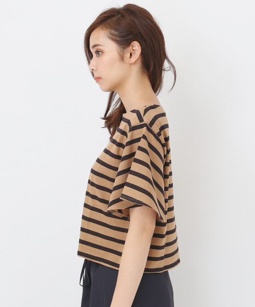 Abahouse Devinette（ドゥヴィネット）の「ﾊﾞｽｸ天竺ﾎﾞｰﾀﾞｰカットソー（Tシャツ/カットソー・レディース・ベージュ/ホワイト・FREE）」の7枚目の写真