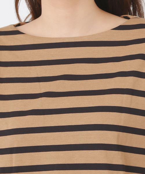 Abahouse Devinette（ドゥヴィネット）の「ﾊﾞｽｸ天竺ﾎﾞｰﾀﾞｰカットソー（Tシャツ/カットソー・レディース・ベージュ/ホワイト・FREE）」の9枚目の写真