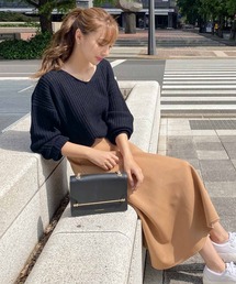 選べる2typeドロップショルダービッグシルエットシンプルニットトップス