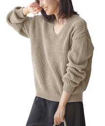 選べる2typeドロップショルダービッグシルエットシンプルニットトップス