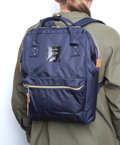 anello(アネロ)の「【anello】ポリエステルキャンバスバックパックS/アネロ(バックパック/リュック・レディース・ネイビー/ブラック/マルチ/キャメル・FREE)」の1枚目の写真