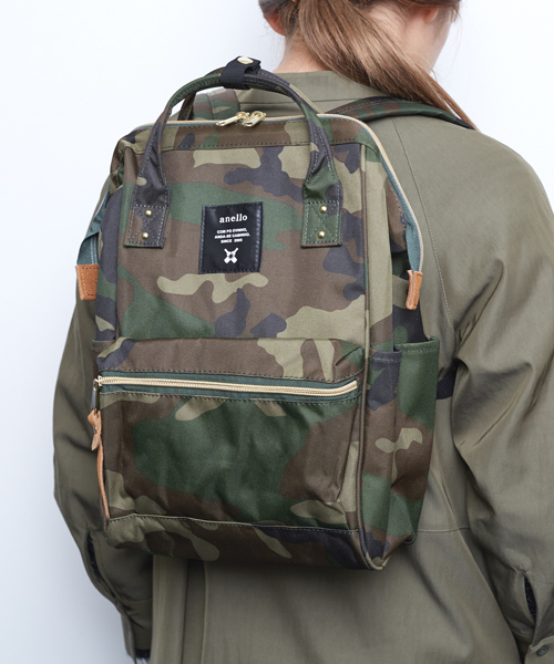 anello(アネロ)の「【anello】ポリエステルキャンバスバックパックS/アネロ(バックパック/リュック・レディース・ネイビー/ブラック/マルチ/キャメル・FREE)」の3枚目の写真
