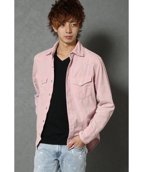 VENCEEXCHANGE（ヴァンスエクスチェンジ）の「サマーコールウェスタンシャツ                  （シャツ/ブラウス・メンズ・ライトブルー/ベージュ/梅・LARGE/MEDIUM）」の3枚目の写真