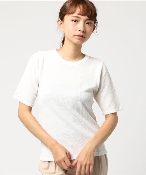 MOUSSY（マウジー）の「WAVY END HALF SLEEVE（ニット/セーター・レディース・オフホワイト/ブラック/ブラウン系その他/レッド系その他・FREE）」の14枚目の写真