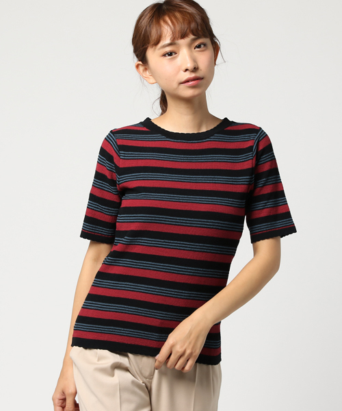MOUSSY（マウジー）の「WAVY END HALF SLEEVE（ニット/セーター・レディース・オフホワイト/ブラック/ブラウン系その他/レッド系その他・FREE）」の13枚目の写真