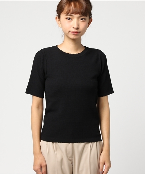 MOUSSY（マウジー）の「WAVY END HALF SLEEVE（ニット/セーター・レディース・オフホワイト/ブラック/ブラウン系その他/レッド系その他・FREE）」の5枚目の写真