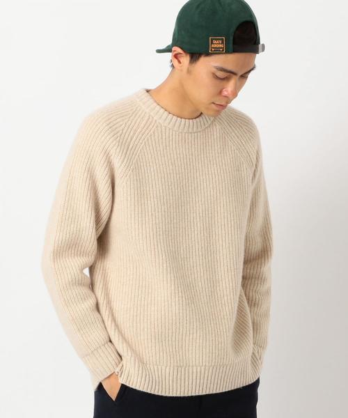 green label relaxing（グリーンレーベルリラクシング）の「SC ハミルトンラム 畦 クルーネック ニット ◆（ニット/セーター・メンズ・ベージュ/ネイビー/ターコイズブルー・X-LARGE/SMALL/LARGE/MEDIUM）」の2枚目の写真