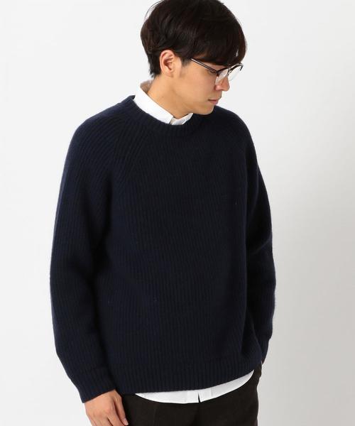 green label relaxing（グリーンレーベルリラクシング）の「SC ハミルトンラム 畦 クルーネック ニット ◆（ニット/セーター・メンズ・ベージュ/ネイビー/ターコイズブルー・X-LARGE/SMALL/LARGE/MEDIUM）」の5枚目の写真