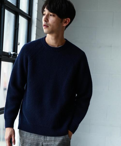 green label relaxing（グリーンレーベルリラクシング）の「SC ハミルトンラム 畦 クルーネック ニット ◆（ニット/セーター・メンズ・ベージュ/ネイビー/ターコイズブルー・X-LARGE/SMALL/LARGE/MEDIUM）」の6枚目の写真