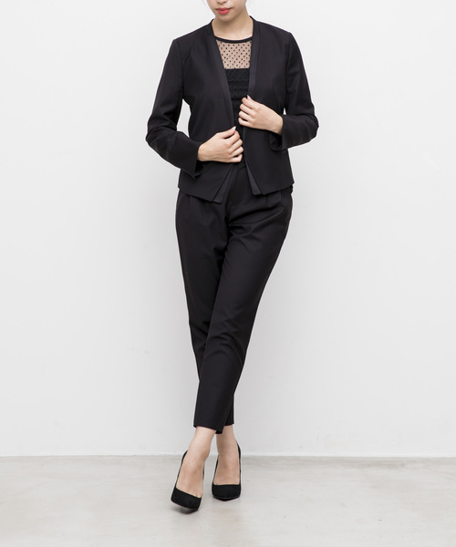 kaene（カエン）の「ノーカラージャケットvol.2（ノーカラージャケット・レディース・ブラック/グレー・38/36）」の2枚目の写真