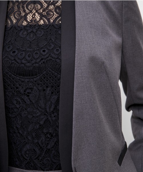 kaene（カエン）の「ノーカラージャケットvol.2（ノーカラージャケット・レディース・ブラック/グレー・38/36）」の14枚目の写真