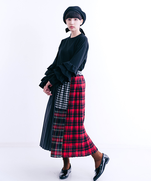 MERLOT(メルロー)の「チェック×プリーツスカート7192(スカート・レディース・ブラック/ブラウン・FREE)」の7枚目の写真