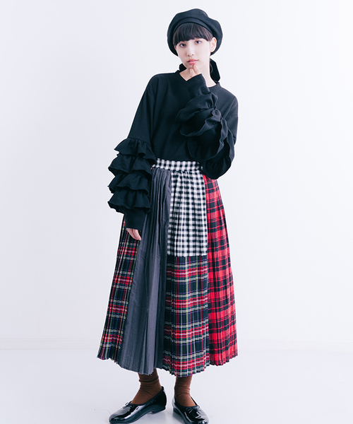 MERLOT(メルロー)の「チェック×プリーツスカート7192(スカート・レディース・ブラック/ブラウン・FREE)」の8枚目の写真