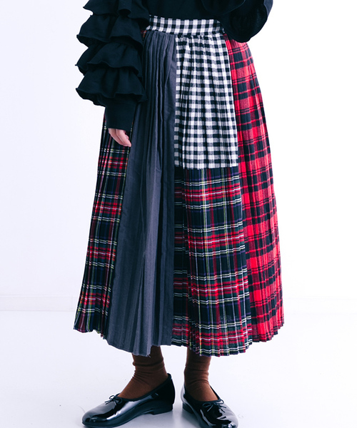 MERLOT(メルロー)の「チェック×プリーツスカート7192(スカート・レディース・ブラック/ブラウン・FREE)」の11枚目の写真