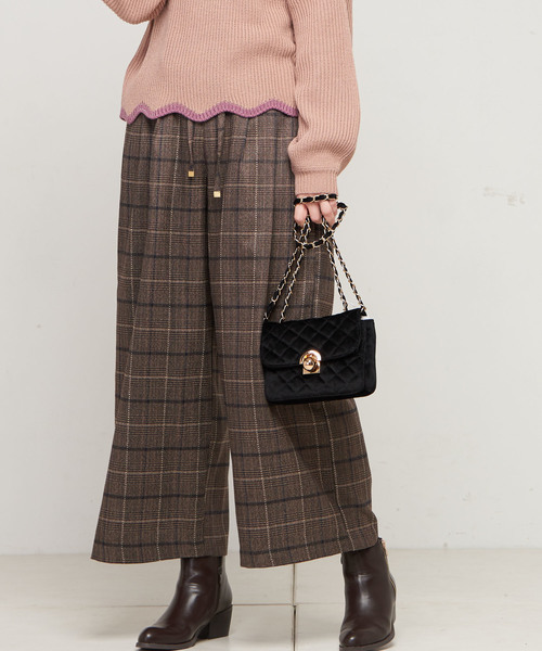 natural couture(ナチュラルクチュール)の「ドロスト微起毛ワイド(その他パンツ・レディース・ネイビー/ブルー系その他/ドット/チェック/オフホワイト/グレー・FREE)」の6枚目の写真