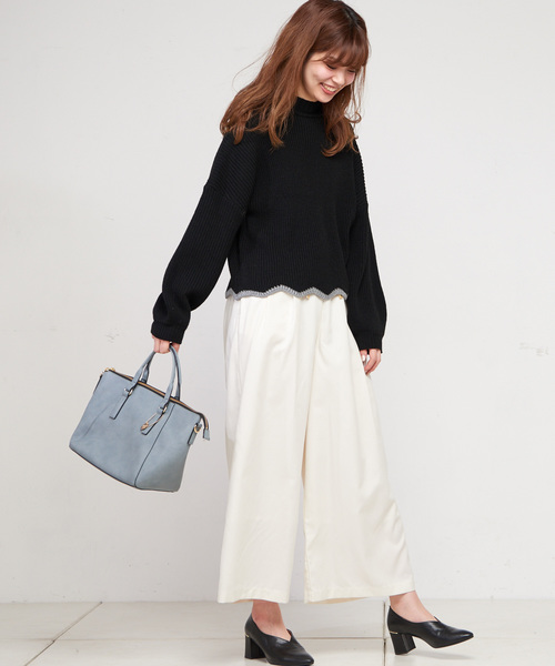natural couture(ナチュラルクチュール)の「ドロスト微起毛ワイド(その他パンツ・レディース・ネイビー/ブルー系その他/ドット/チェック/オフホワイト/グレー・FREE)」の9枚目の写真