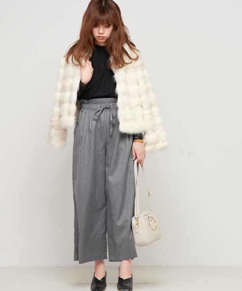 natural couture(ナチュラルクチュール)の「ドロスト微起毛ワイド(その他パンツ・レディース・ネイビー/ブルー系その他/ドット/チェック/オフホワイト/グレー・FREE)」の13枚目の写真
