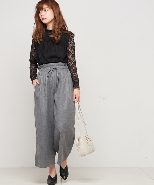 natural couture(ナチュラルクチュール)の「ドロスト微起毛ワイド(その他パンツ・レディース・ネイビー/ブルー系その他/ドット/チェック/オフホワイト/グレー・FREE)」の14枚目の写真