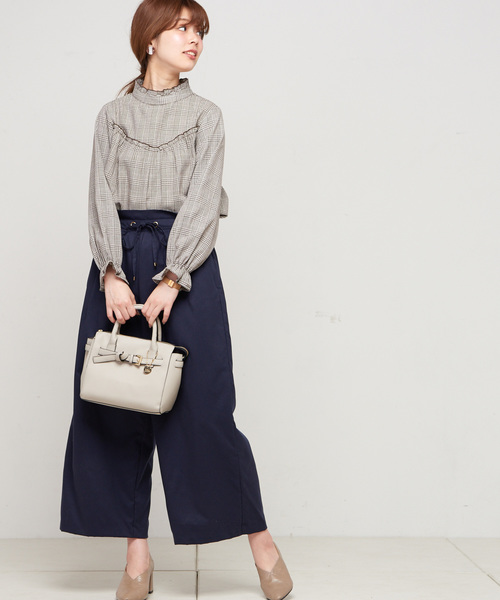 natural couture(ナチュラルクチュール)の「ドロスト微起毛ワイド(その他パンツ・レディース・ネイビー/ブルー系その他/ドット/チェック/オフホワイト/グレー・FREE)」の16枚目の写真