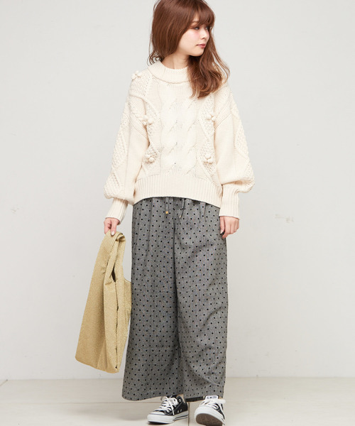 natural couture(ナチュラルクチュール)の「ドロスト微起毛ワイド(その他パンツ・レディース・ネイビー/ブルー系その他/ドット/チェック/オフホワイト/グレー・FREE)」の22枚目の写真