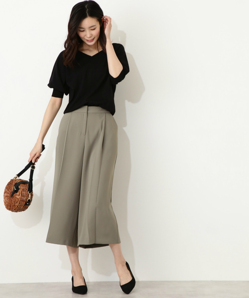 NATURAL BEAUTY BASIC（ナチュラルビューティーベーシック）の「◆ベネシャンワイドパンツ（その他パンツ・レディース・カーキ/ブラウン/ネイビー・MEDIUM/LARGE/SMALL/X-SMALL）」の4枚目の写真