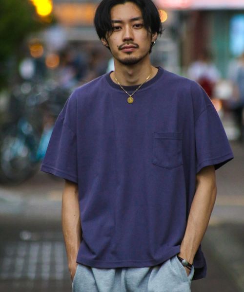 ZIP FIVE(ジップファイブ)の「鹿の子ドロップショルダービッグシルエットTEE(Tシャツ/カットソー・メンズ・ブラック/パープル/ネイビー/オフホワイト/カーキ/ライム/オレンジ・MEDIUM/LARGE/X-LARGE)」の1枚目の写真