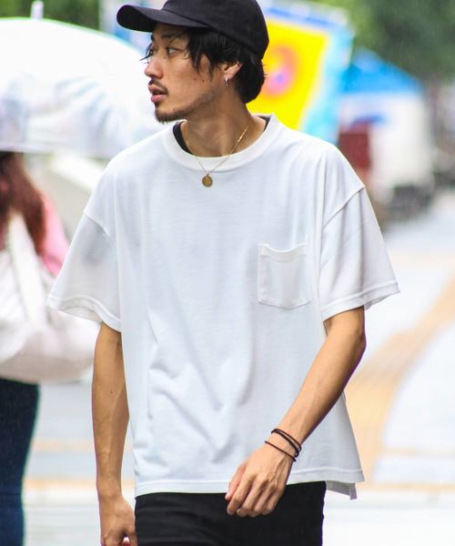 ZIP FIVE(ジップファイブ)の「鹿の子ドロップショルダービッグシルエットTEE(Tシャツ/カットソー・メンズ・ブラック/パープル/ネイビー/オフホワイト/カーキ/ライム/オレンジ・MEDIUM/LARGE/X-LARGE)」の2枚目の写真