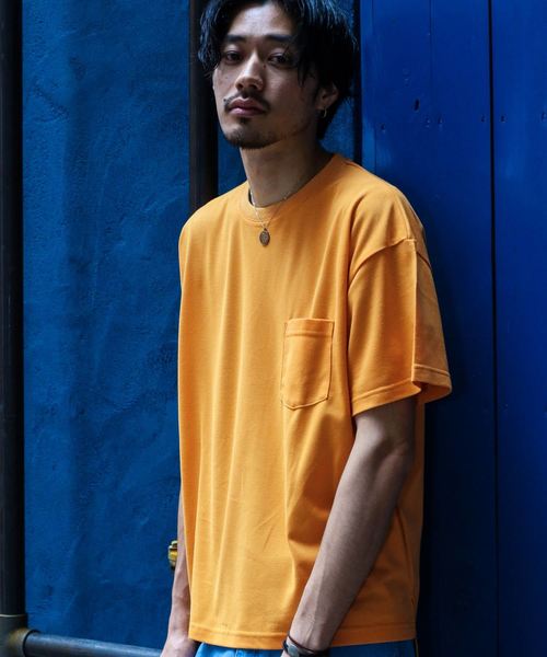 ZIP FIVE(ジップファイブ)の「鹿の子ドロップショルダービッグシルエットTEE(Tシャツ/カットソー・メンズ・ブラック/パープル/ネイビー/オフホワイト/カーキ/ライム/オレンジ・MEDIUM/LARGE/X-LARGE)」の7枚目の写真