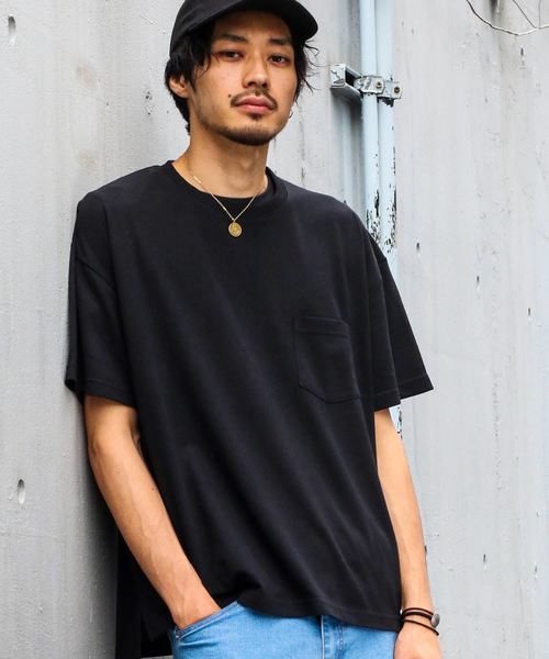 ZIP FIVE(ジップファイブ)の「鹿の子ドロップショルダービッグシルエットTEE(Tシャツ/カットソー・メンズ・ブラック/パープル/ネイビー/オフホワイト/カーキ/ライム/オレンジ・MEDIUM/LARGE/X-LARGE)」の3枚目の写真
