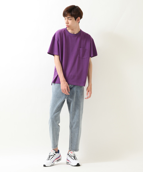 ZIP FIVE(ジップファイブ)の「鹿の子ドロップショルダービッグシルエットTEE(Tシャツ/カットソー・メンズ・ブラック/パープル/ネイビー/オフホワイト/カーキ/ライム/オレンジ・MEDIUM/LARGE/X-LARGE)」の13枚目の写真