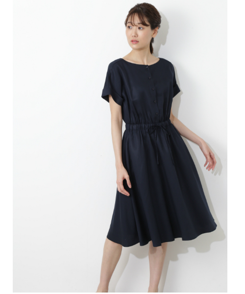 NATURAL BEAUTY BASIC(ナチュラルビューティーベーシック)の「フロントボタンドロストワンピース(ワンピース・レディース・ネイビー/グリーン/マスタード・SMALL/MEDIUM)」の1枚目の写真