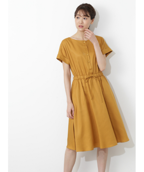 NATURAL BEAUTY BASIC(ナチュラルビューティーベーシック)の「フロントボタンドロストワンピース(ワンピース・レディース・ネイビー/グリーン/マスタード・SMALL/MEDIUM)」の3枚目の写真