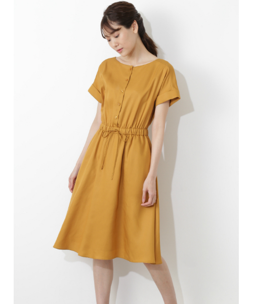 NATURAL BEAUTY BASIC(ナチュラルビューティーベーシック)の「フロントボタンドロストワンピース(ワンピース・レディース・ネイビー/グリーン/マスタード・SMALL/MEDIUM)」の4枚目の写真
