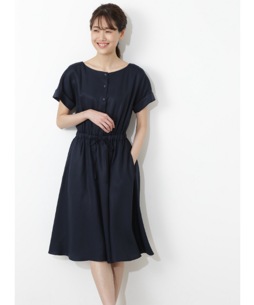 NATURAL BEAUTY BASIC(ナチュラルビューティーベーシック)の「フロントボタンドロストワンピース(ワンピース・レディース・ネイビー/グリーン/マスタード・SMALL/MEDIUM)」の5枚目の写真