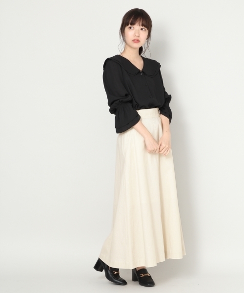 LOWRYS FARM（ローリーズファーム）の「ワイドカラーブラウス　804857（シャツ/ブラウス・レディース・オフホワイト/ブラック/イエロー・MEDIUM/LARGE）」の6枚目の写真